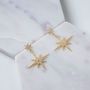 Petite Star Burst Drop Earring Gold Plated Silver, thumbnail 1 of 6