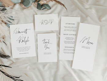 Black And White Calligraphy Gatefold Wedding Invitations, 5 of 5