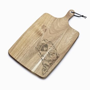 Personalised Pekingese Engraved Acacia Serving Board, 2 of 2