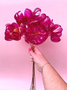 Large Hot Pink Bouquet Recycled Plastic Bottle Flowers, 5 of 10