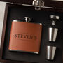Personalised Vegan Leather Hip Flask Gift Set For Men, thumbnail 1 of 7
