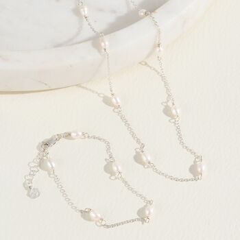 Silver Pearl Chain Link Necklace, 2 of 7