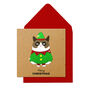 Christmas Grumpy Elf Cat, Pack Of 10 Cards, thumbnail 1 of 2