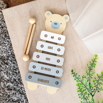 Personalised Wooden Bear Xylophone Toy, 2 of 6