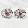 Garnet January Carnation Sterling Silver Stud Earrings, thumbnail 1 of 5