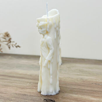 Mini Skeleton Pillar Candle Halloween Candlestick, 3 of 8