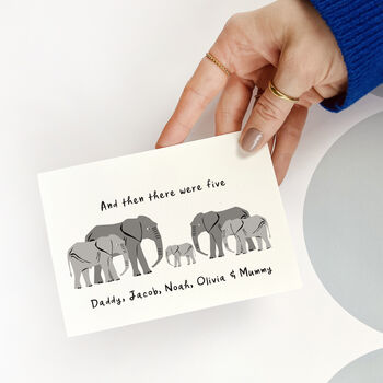 Personalised Elephant Family New Baby Keepsake Card, 3 of 3