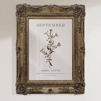 Birth Flower Wall Print 'Aster' For September, 12 of 12