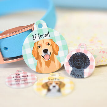Dog Name ID Tag Personalised Spring Gingham, 12 of 12