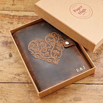 Personalised Heart Buffalo Leather Refillable Journal, 9 of 12