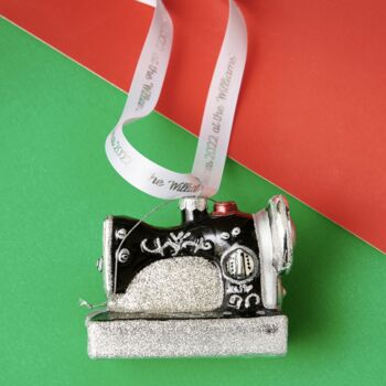 Sparkly Retro Sewing Machine Shaped Bauble, 4 of 6