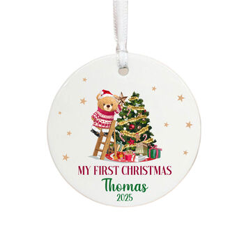 Personalised Baby's 1st Christmas Bauble Teddy Bear Keepsake, 3 of 3