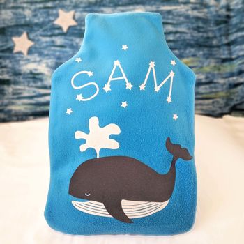 Whale Personalised Hot Water Bottle Cover, 2 of 3