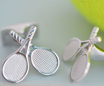 Rhodium Tennis Cufflinks, 2 of 4