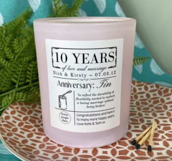 Personalised 10th Anniversary Tin Meaning Candle, 2 of 11