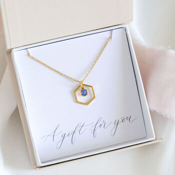 Gold Plated Hexagon Birthstone Charm Necklace, 4 of 11