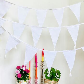 White Cotton Wedding / Party Bunting ~ 4m, 4 of 4