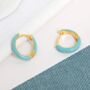 18 K Gold Vermeil Turquoise Enamel Huggie Hoop Earrings, thumbnail 1 of 11