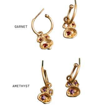 Gold Vermeil Birthstone Pendant Hoop Earrings, 2 of 12