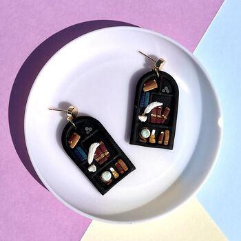 Genre Bookcase Dangle Polymer Clay Earrings, 5 of 5