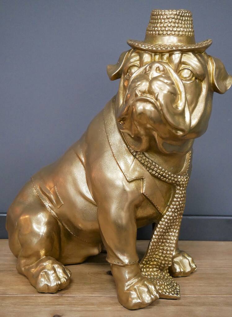 Gold Bulldog With Hat And Tie Ornament, 1 of 2