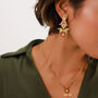 Gold Plated Clip Earrings In Gold And Red Colours, thumbnail 1 of 3