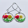 Real Daisies Mini Red Poppies Silver Earrings Small Hand Made, thumbnail 1 of 10