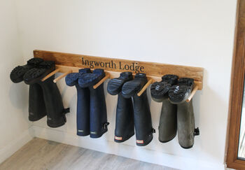 Engraved Oak Welly Boot Rack, 3 of 8