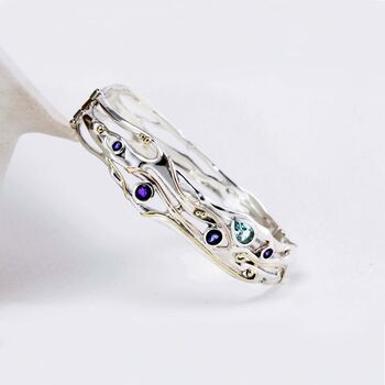 Silver Bangle With Blue Topaz, Iolite And Amethyst, 3 of 7