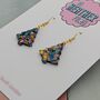 Small Dark Blue, Gold And Pink Glitter Christmas Tree Earrings, thumbnail 4 of 4