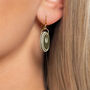 Khaki And Cream Circular Earrings • Gold Plated Sterling Silver Hooks, thumbnail 4 of 9