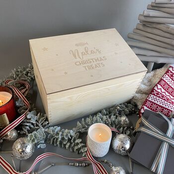 Personalised Dog Luxury Pine Christmas Treat Box, 6 of 12