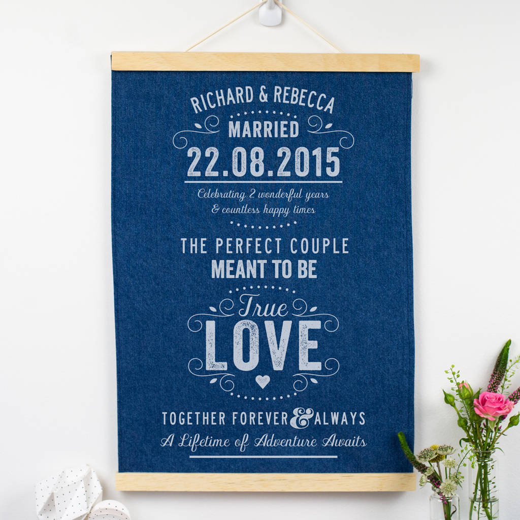 personalised cotton anniversary love print by delightful living