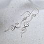 Sterling Silver Reflected Twirl Dangly Earrings, thumbnail 5 of 7