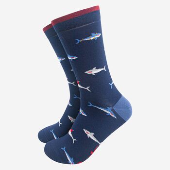 Men's Bamboo Socks Christmas Sharks, 2 of 5