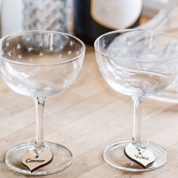 Personalised Heart Shaped Wedding Glass Charms, 2 of 3
