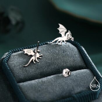 Flying Dragon Stud Earrings In Sterling Silver, 5 of 12