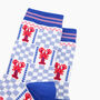Lobster Checkerboard Bamboo Socks In Blue, thumbnail 2 of 4