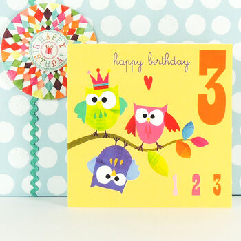 Owls 3rd Happy Birthday Card, 5 of 5