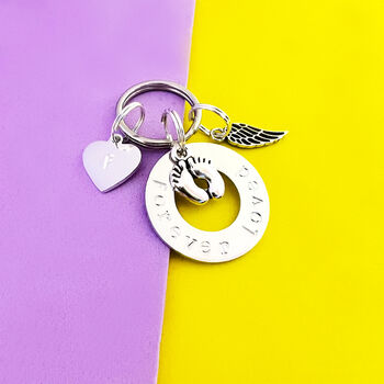 Footprints And Angel Wings Forever Loved Keyring, 6 of 10