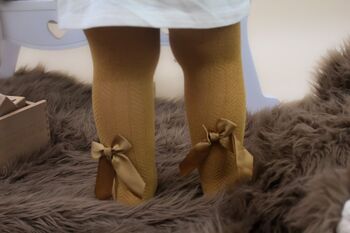 Mustard Yellow Jacquard Tights With Bow Detail, 11 of 11