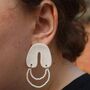 White Porcelain Chubby Arch Earrings With Glass Beads, thumbnail 1 of 3