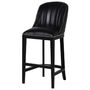 Black Ribbed Leather Studded Bar Kitchen Dining Stool, thumbnail 1 of 3