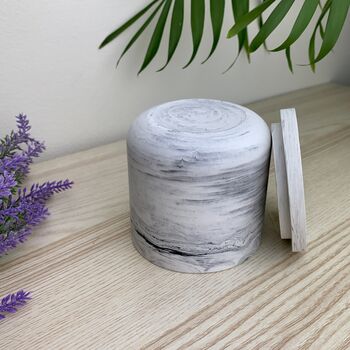 Smooth Grey Marbled Storage Pot With Lid, 4 of 6