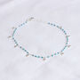 Cz Turquoise Gold Plated Or Sterling Silver Anklet, thumbnail 2 of 5