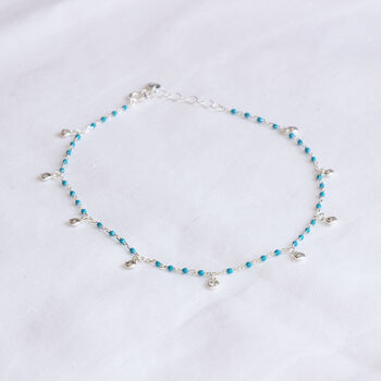 Cz Turquoise Gold Plated Or Sterling Silver Anklet, 2 of 5