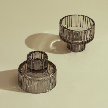 G Decor Set Of Two Grey Dinner Candle/Tea Light Holders, 6 of 9