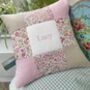 Ditsy Pink Patchwork Name Cushion, thumbnail 8 of 8
