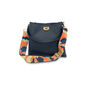 Navy Leather Tote Bag With Orange Camo Strap, thumbnail 1 of 8