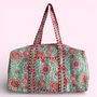 Weekend Duffle Bag | Blue And Pink Flower Block Print, thumbnail 1 of 5